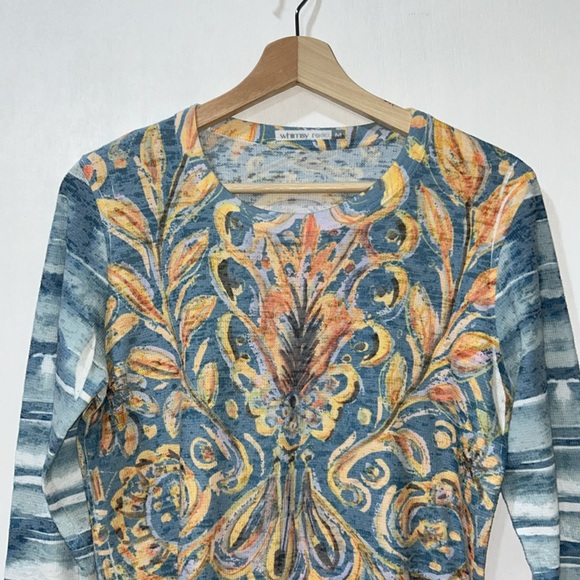 WHIRNSY ROSE WOMENS INTRIGUES TOP LONG SLEEVE FLORAL Sz MD - Picture 3 of 9